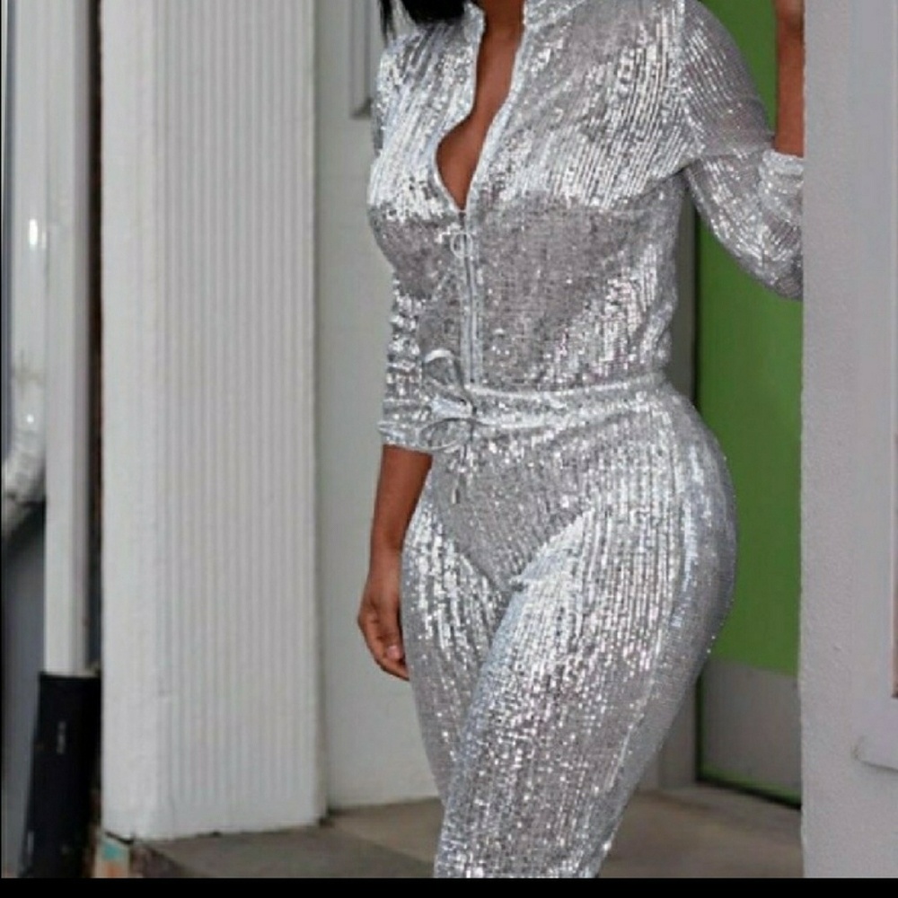 Silver Sequin tracksuit